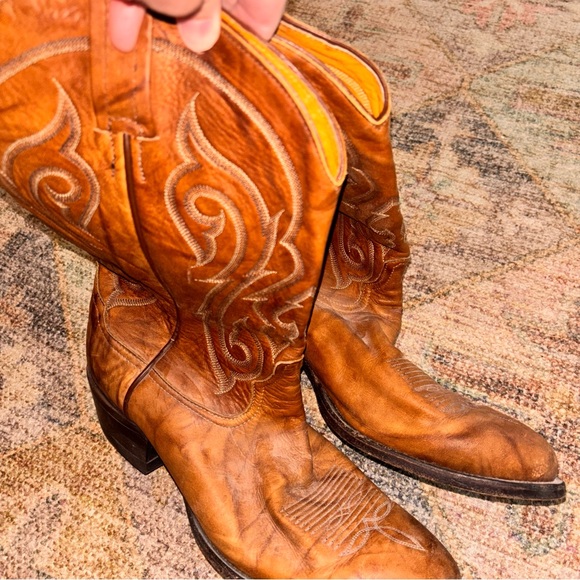 Tony Lama Vintage Cheyenne Saddle men’s 11D leather cowboy boots Western 6124 main image 4